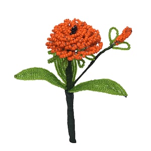 Orange Zinnias with Orange Bud French Beaded Flower