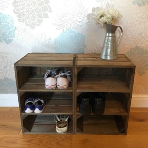 Wooden crate shoe rack hot sale