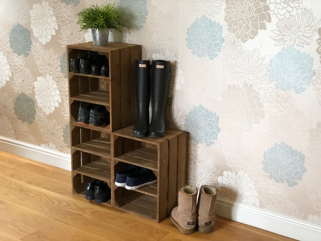 Rustic Handmade Shoe Rack. Storage Unit. Medium Brown easy to Etsy