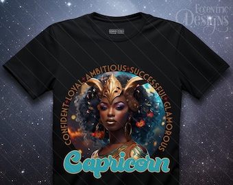 Digital Astrology Zodiac Woman Iron on Transfer Tshirt | Capricorn | Shirt Tee | PNG | Clipart | African American Women | Birthday Horoscope