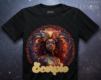 Digital Astrology Zodiac Woman Iron on Transfer Tshirt | Scorpio | Shirt Tee | PNG | Clipart | African American | Women | Birthday Horoscope