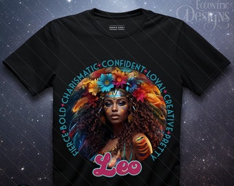 Digital Astrology Zodiac Woman Iron on Transfer Tshirt | Leo | Shirt Tee | PNG | Clipart | African American | Women Birthday Horoscope Sign