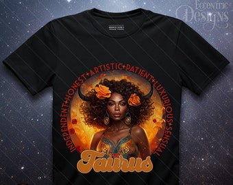 Digital Astrology Zodiac Woman Iron on Transfer Tshirt | Taurus | Shirt Tee | PNG | Clipart | African American | Women | Birthday Horoscope