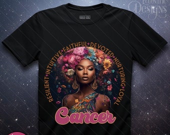 Digital Astrology Zodiac Woman Iron on Transfer Tshirt | Cancer | Shirt Tee | PNG | Clipart | African American | Women | Birthday Horoscope