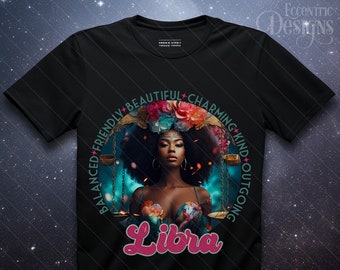 Digital Astrology Zodiac Woman Iron on Transfer Tshirt | Libra | Shirt Tee | PNG | Clipart | African American | Women | Birthday Horoscope