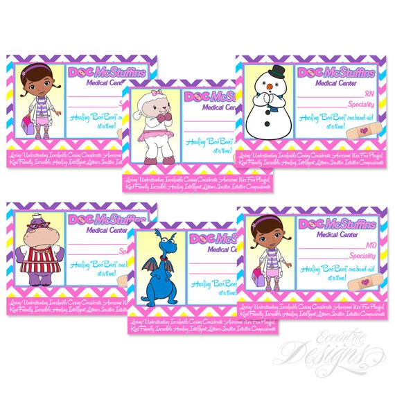 set of 5 doc mcstuffins name id badges you print doc