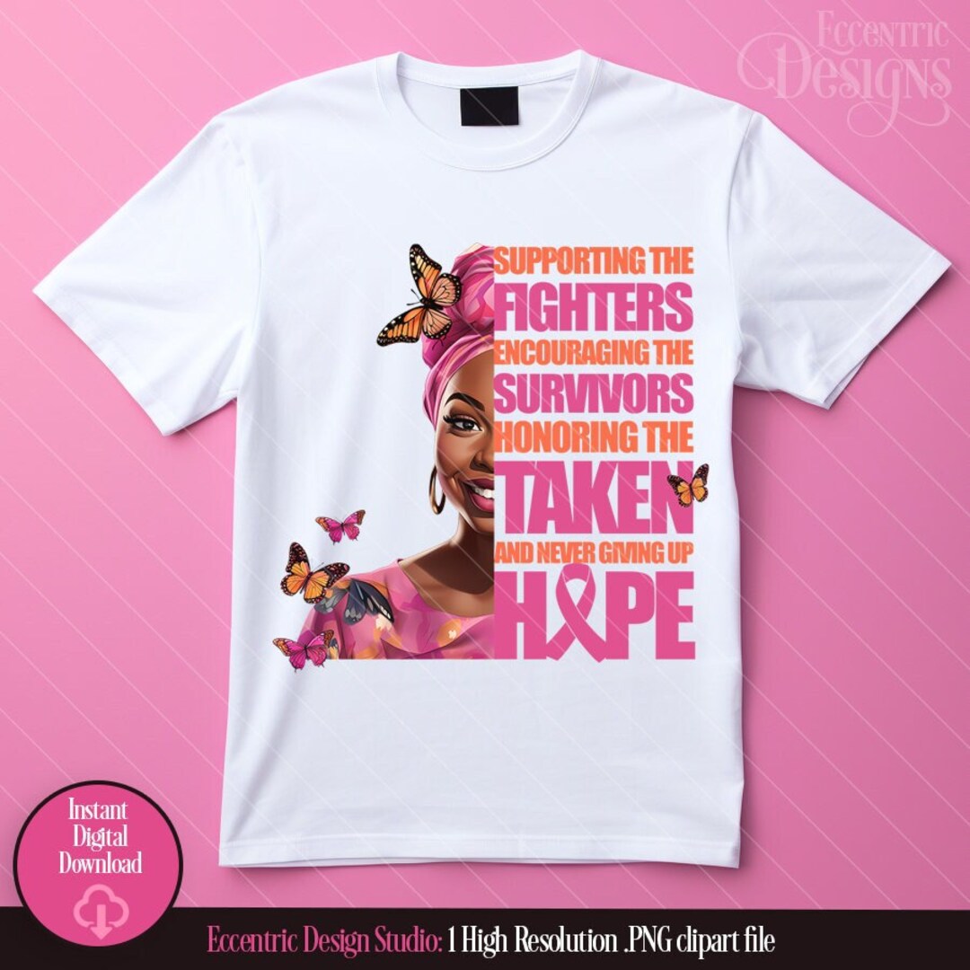Digital Breast Cancer Awareness Woman Iron on Transfer Tshirt Design ...