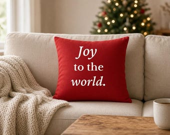 Joy to the World Christmas Pillow | Holiday Throw Pillow | Cozy Faith Family Decor | Christmas Gift