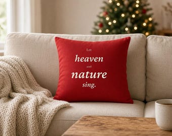 Let Heaven and Nature Sing Pillow | Christmas Throw Pillow | Traditional Holiday Decor | Soft Faith Christmas Gift