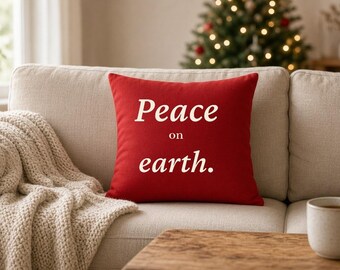 Peace on Earth Pillow | Christmas Throw Pillow | Traditional Holiday Decor | Soft Faith Christmas Gift