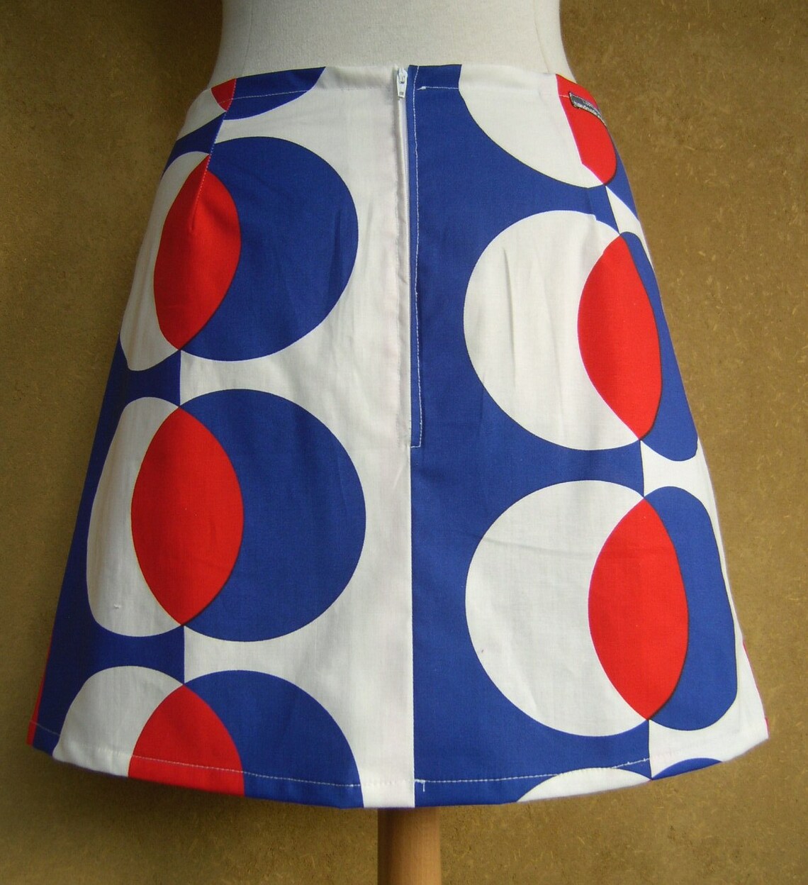 Skirt in Red White and Blue Lined A-line Skirt Cotton Skirt - Etsy ...