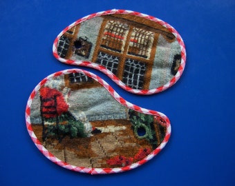 Upcycled Wool Embroidery Potholder Set: Yin Yang Coasters