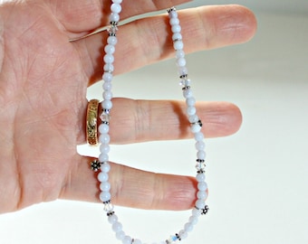 Blue Anklet For Bride, Blue Lace Agate, Blue Beaded Anklet, Sterling Silver Anklets, Something Blue, Light Blue Bridesmaid Jewelry