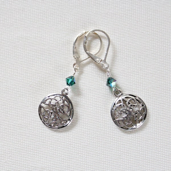 May Birthstone Earrings, Celtic Earrings Sterling Silver, Celtic Knot Earrings, May Birthday For Friend, Sister, Emerald Jewelry, Sweet 16