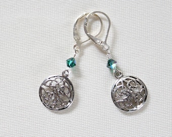 May Birthstone Earrings, Celtic Earrings Sterling Silver, Celtic Knot Earrings, May Birthday For Friend, Sister, Emerald Jewelry, Sweet 16