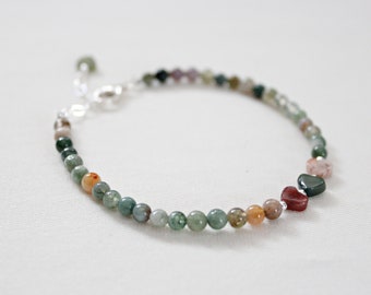Schickes Jaspis Herz Armband, Weihnachtsgeschenk für sie, zierliches Armband, Muttertagsgeschenk, verstellbares Armband, bunte Perlen, Jaspis Schmuck