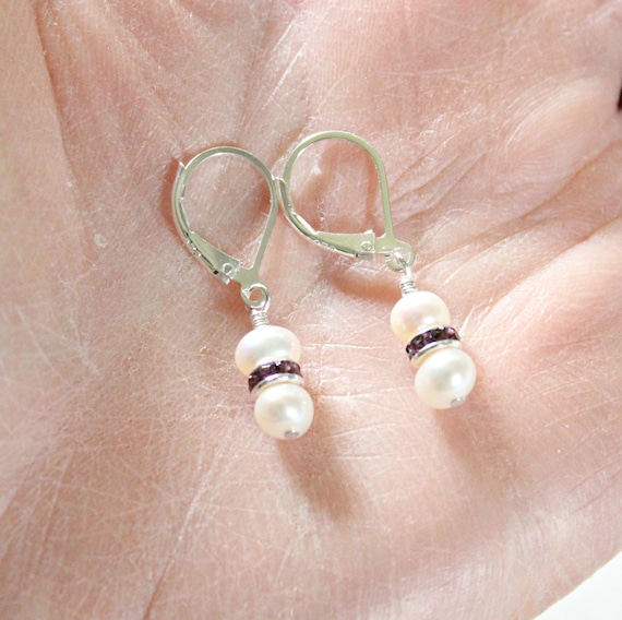 Alexandrite and cheap pearl earrings
