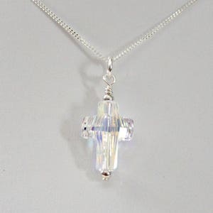 Swarovski Cross Necklace, Confimation Sponsor, Religious Gift For Teen Girl, Goddaughter Gift, First Communion Gift, Crystal Cross Pendant