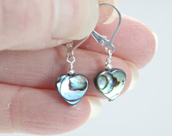 Abalone Herz Ohrringe: Hypoallergen Sterling Silber, handgemachter Schmuck