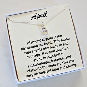 Iridescent Swarovski Cube Necklace, April Birthday Gifts For Her, Birthstone Necklace, Mothers Day Gift For Mom, Nana Gift, Gift From Son