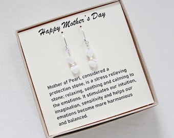 Mother of Pearl Heart Silver Earrings,Mothers Day For Daughter,70th Birthday Gift For Mom,Mothers Day Earrings,Handmade Jewelry,Grandma Gift
