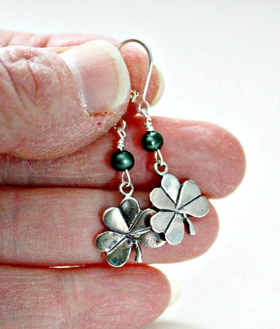 Shamrock earrings silver sale