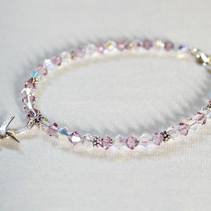 June Birthstone Bracelet, Mothers Day Bracelet, Hummingbird Bracelet, Mothers Day From Son, Alexandrite Silver Bracelet,Daughter in Law Gift