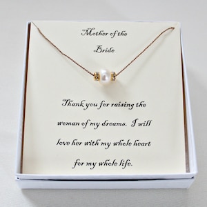 Mother of the Groom Necklace From Bride, Dainty Choker Necklace, Mother of Bride Gift From Groom, Solitaire, Single Pearl Necklace, Wedding