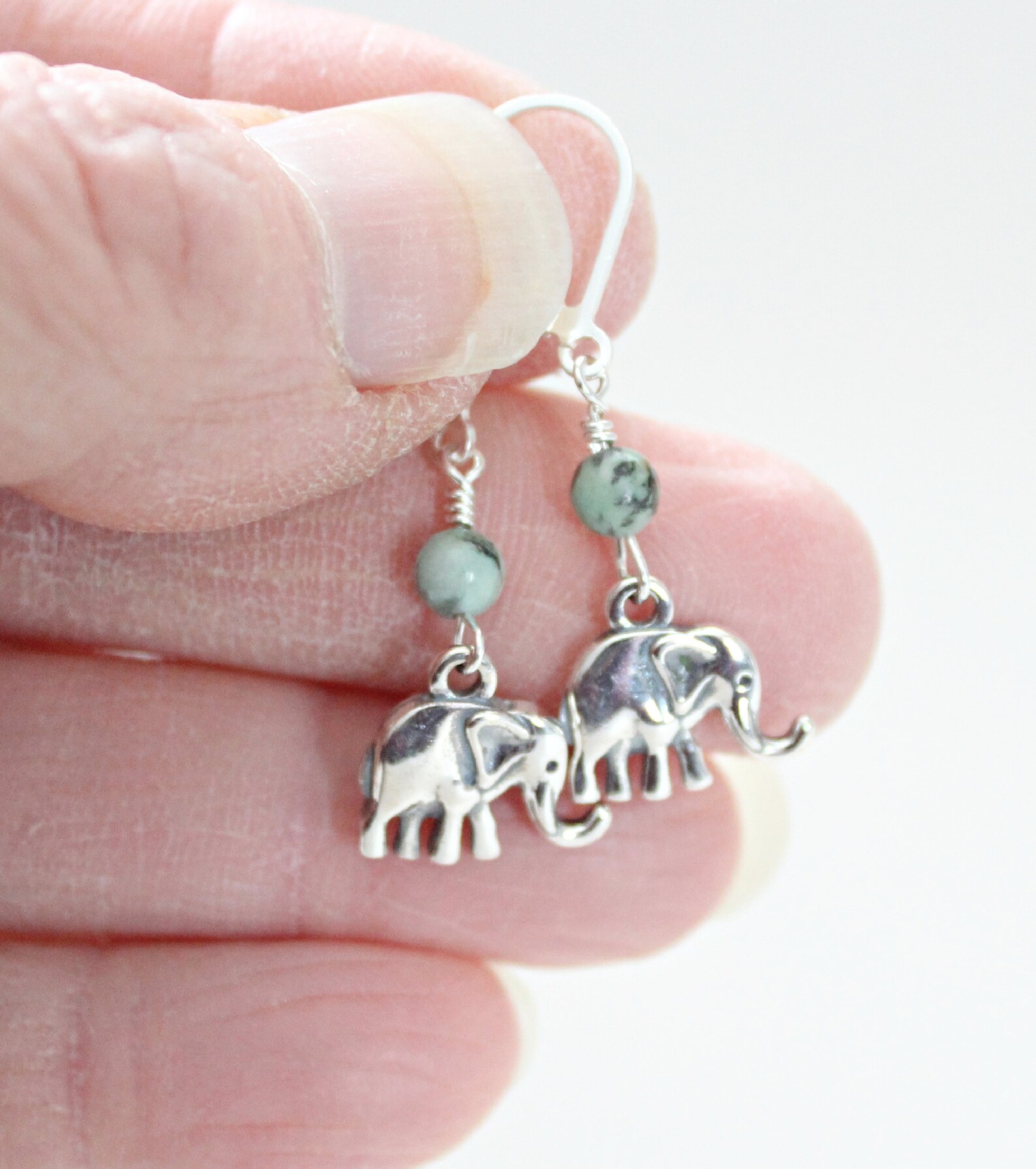 trueBrowns Silver Tone Elephant Dangle Earrings main image 1