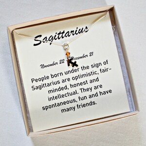 Sagittarius Zodiac Sign Necklace, November Birthday Gift For Girl, Sagittarius Silver Pendant, December Birthstone Necklace, Zodiac Pendant