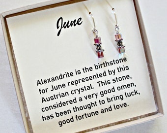 Alexandrite Earrings, June Birthstone, June Birthday Gift For Girlfriend, 40th Best Friend Gift, Sister Gift, Daughter Gift, Lilac Earrings