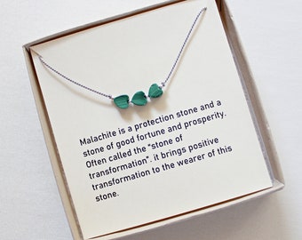 Genuine Malachite Necklace: Green Gemstone Jewelry, St Patricks Day Gift, Lightweight Necklace