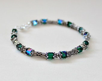 Swarovski Smaragd Armband: Bali Sterling Silber Schmuck, 60