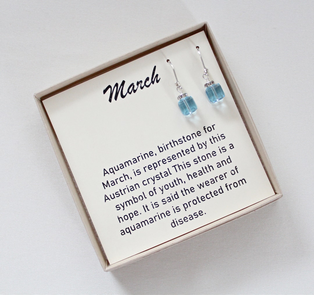 March Birthstone Earrings, March Birth Month Jewelry, Teen Girl