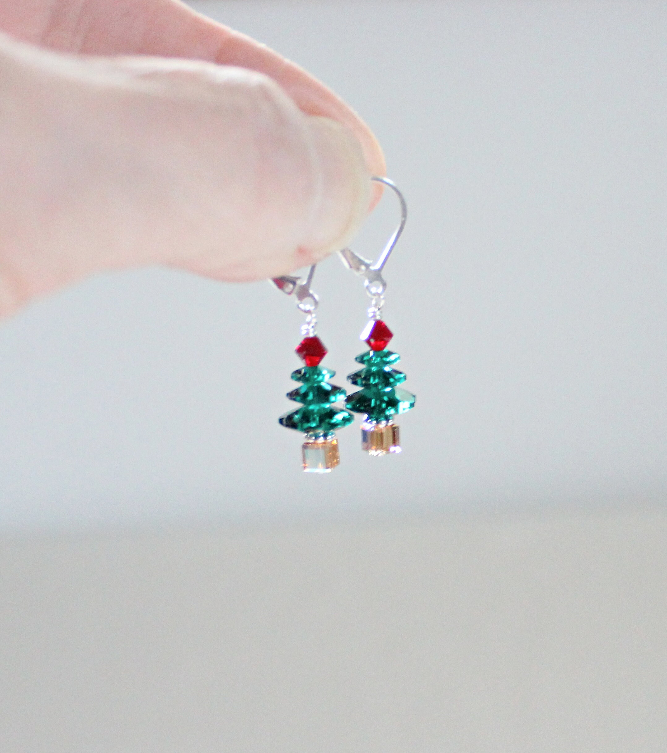 BSLVWG Orecchini girevoli per albero di Natale, S925 con