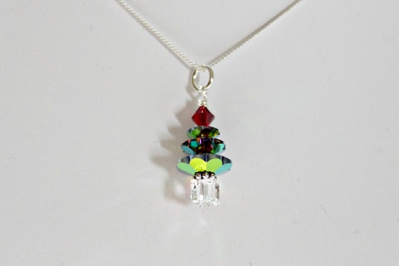 Crystal Vitrial Swarovski Christmas Tree Necklace Christmas Gift
