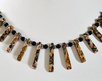 Leopardskin Jasper Silver Necklace, Unique Birthday Gift For Mom, Mothers Day Gift For Wife, Job Promotion Gift,60th Birthday Gift For Women