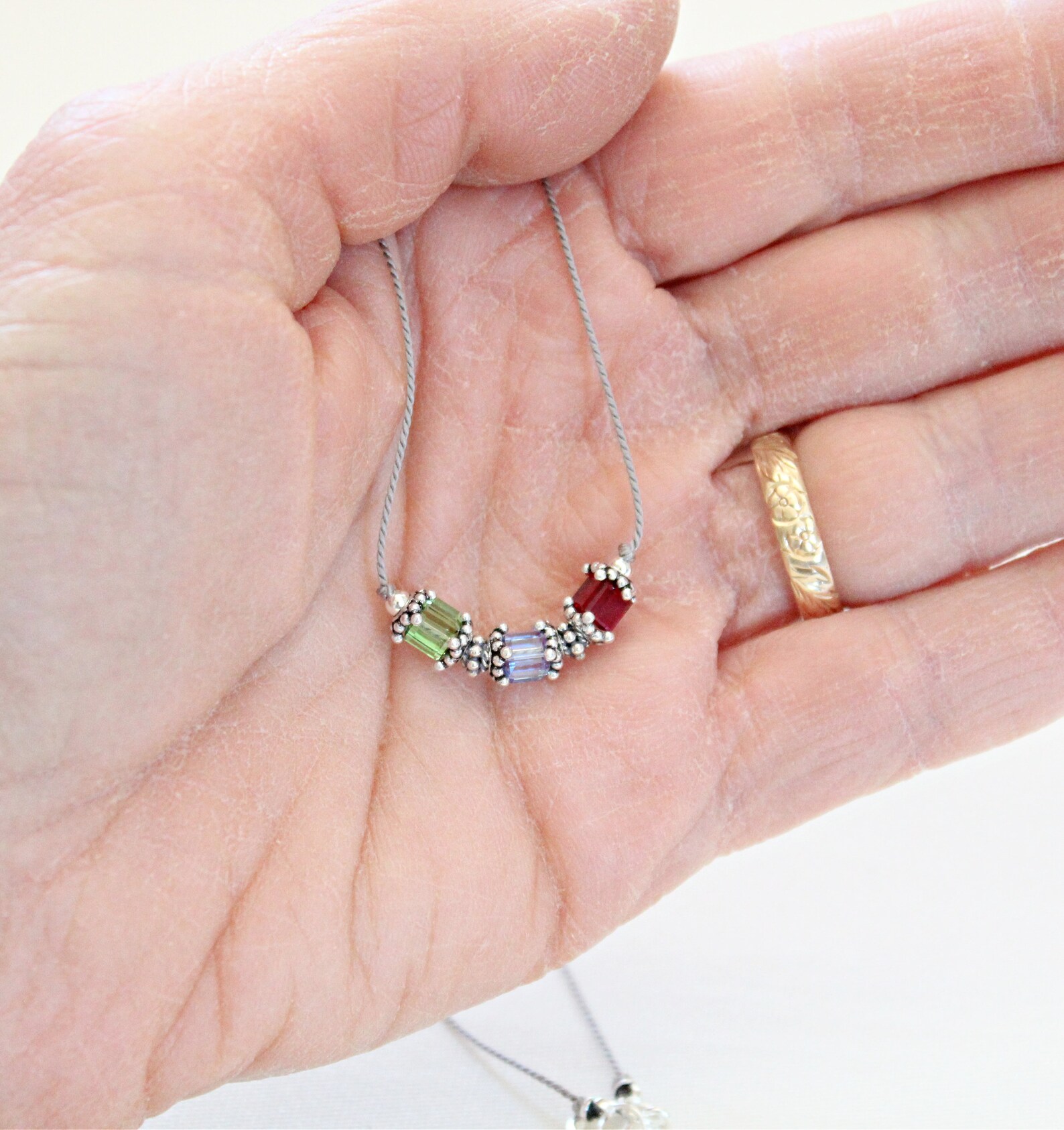 Three Birthstones Necklace 3 Sisters Birthstones Birthstone Etsy