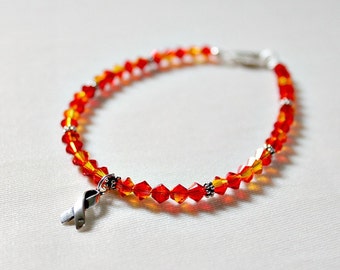 Animal Cruelty Awareness Ribbon Bracelet, Animal Lover Bracelet, Leukemia, MS Awareness, Kidney Cancer, ADHD, rsd, Orange Awareness Ribbon