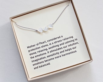 Perlmutt Herz Halskette: Geschenk zum Muttertag, Seide geschnürt
