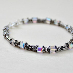 April Birthstone Bracelet, Clear Swarovski Bracelet, 50th Birthday Gift For Women, Diamond 60th Birthday, Unique Birthday Gifts For Wife