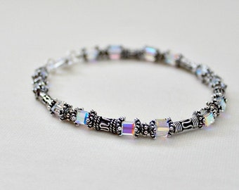 April Birthstone Bracelet, Clear Swarovski Bracelet, 50th Birthday Gift For Women, Diamond 60th Birthday, Unique Birthday Gifts For Wife