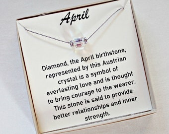 April Birthstone Necklace, Gift For 10 Year Old Girl, Sweet 16 Gift, Choker Necklaces For Women, Swarovski Crystal Cube,Birthday 14 Year Old