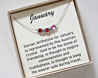 January Birthstone Necklace, Birthday Gifts For Friends, Gifts For Her Under 20, 50th January Gift Jewelry, 40th Sister Birthday, Swarovski