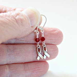 Blood Clot Awareness Earrings, DVT, PE, Head and Neck Cancer, Factor V Leiden Jewelry, Survivor Gift, Red Ribbon Awareness,Clotting Disorder