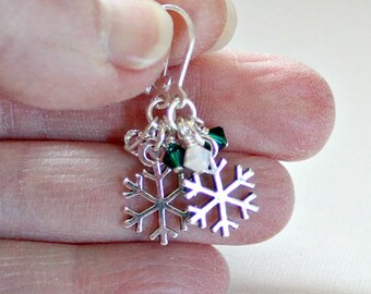 Christmas Snowflake Earrings For Women – Crystal Drop Dangle Earrings, Winter Holiday Party Jewelry, Stocking Stuffer Gift - View #9