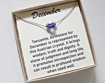 December Birthstone Necklace, Tanzanite Pendant,Crystal Cube, Birthday Gift For Stepmom,Gifts Under 20, Unique Gifts For Girl,Purple Jewelry