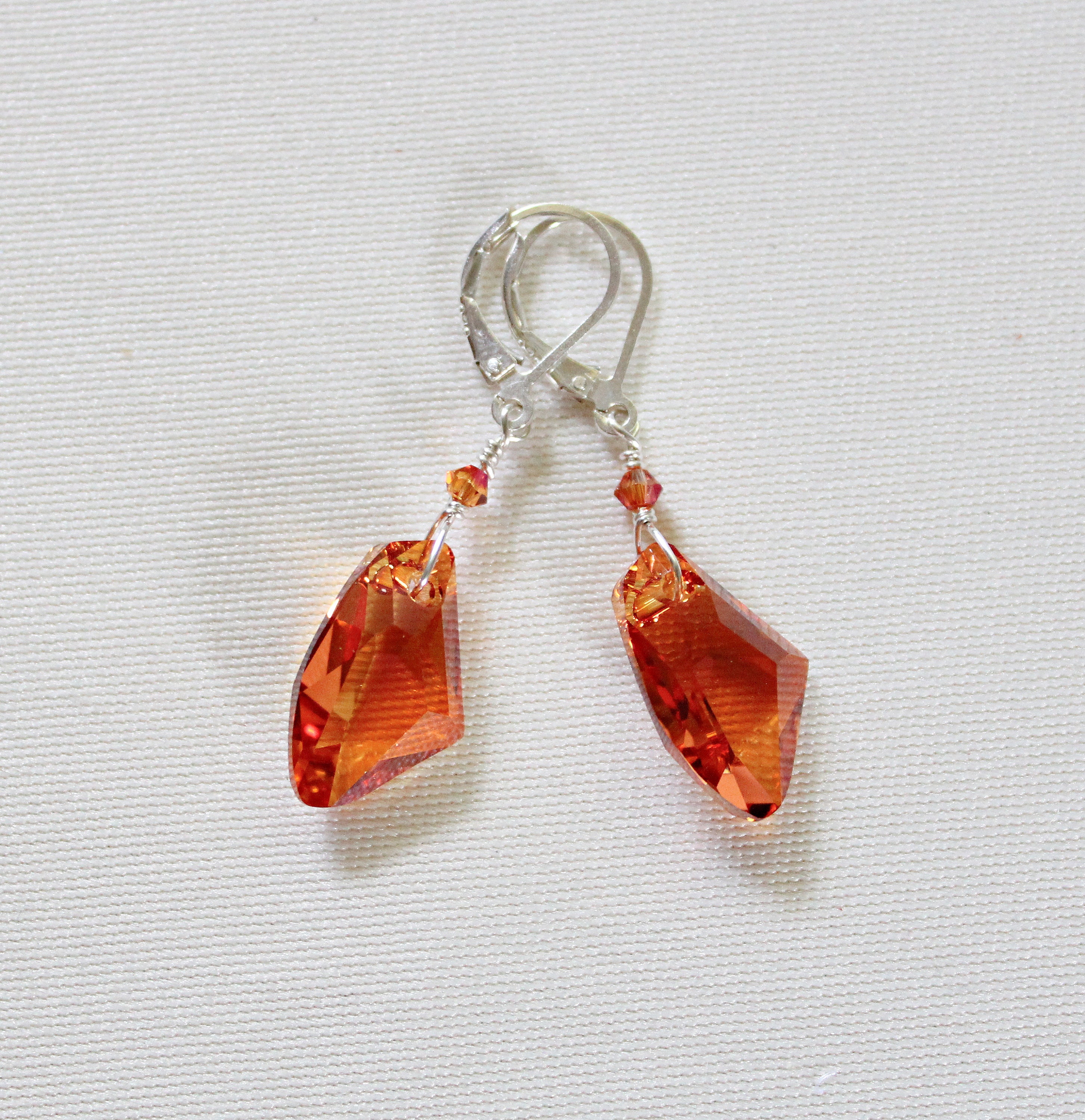 Orange swarovski crystal earrings sale