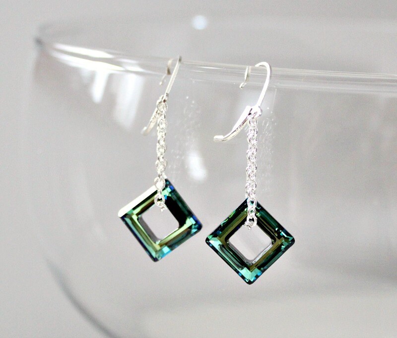 Swarovski Crystal Square Earrings 50th 