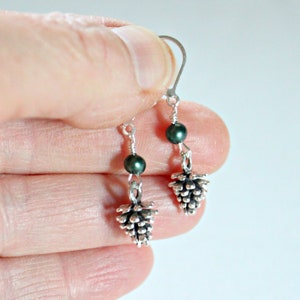 Sterling Silver Pine Cone Earrings, Christmas Gift For Mom, Unique Gifts For Women Jewelry, Pine Cone Wedding Jewelry, Nature Earrings